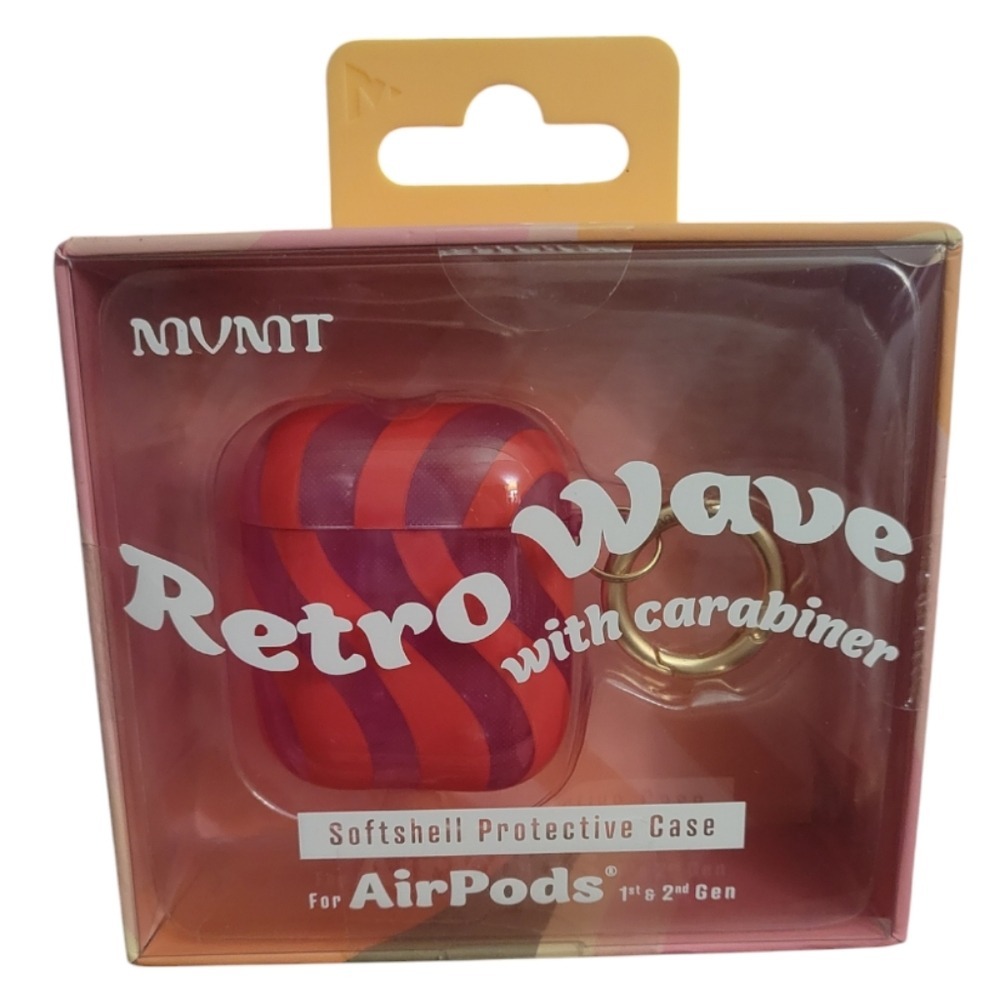 MVMT Retro Wave AirPods Case 1st 2nd Gen Softshell Protective Red‎ Purple Wavy
